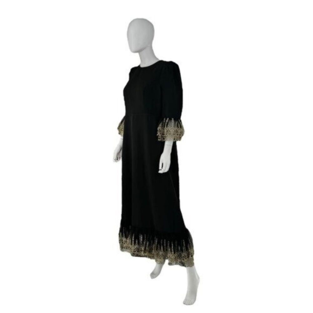 Pomander Place NEW Black Lillith Gold Lace Formal Maxi Dress Size XS - Picture 8 of 13